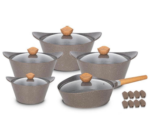 Curved Ceramic Pot Set- Grey