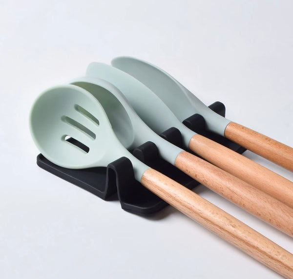 Black Silicone Utensil Rest