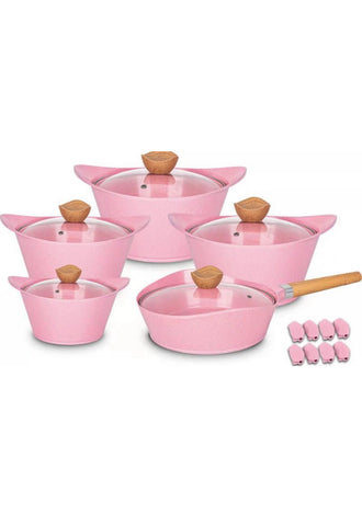 Curved Ceramic Pot Set - Pink